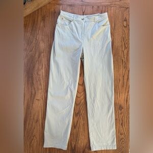 St. John Sport by Marie Gray Pants Light Mint Green Gold Button Size 8 Casual
